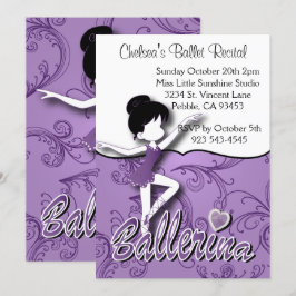 Gullig purpurfärgad högläsning för dans för balett inbjudningar