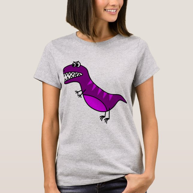 Gullig purpurfärgad ilsken dinosaur tee (Framsida)
