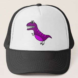 Gullig purpurfärgad ilsken tecknaddinosaur keps