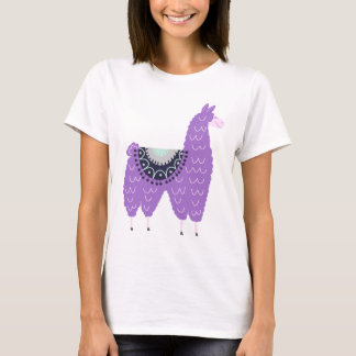Gullig purpurfärgad Llama T-shirt