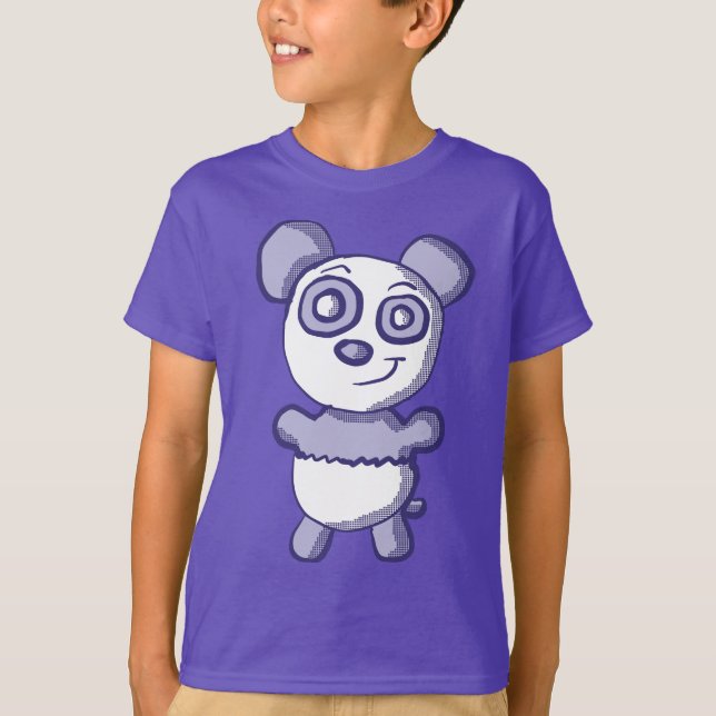 Gullig purpurfärgad Pandaskjorta T-shirt (Framsida)