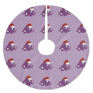 Gullig purpurfärgad Santa elefant Julgransmatta Borstad Polyester