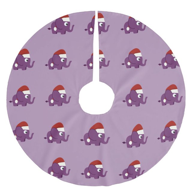 Gullig purpurfärgad Santa elefant Julgransmatta Borstad Polyester (Framsidan)