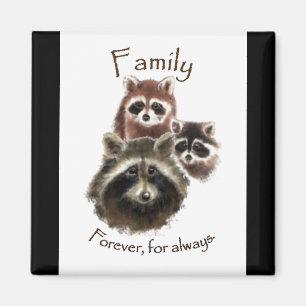 Gullig Raccoonfamilj, för evigt och alltid, Magnet