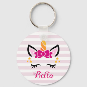 Gullig randig Unicorn med pilbågen Keychain Nyckelring