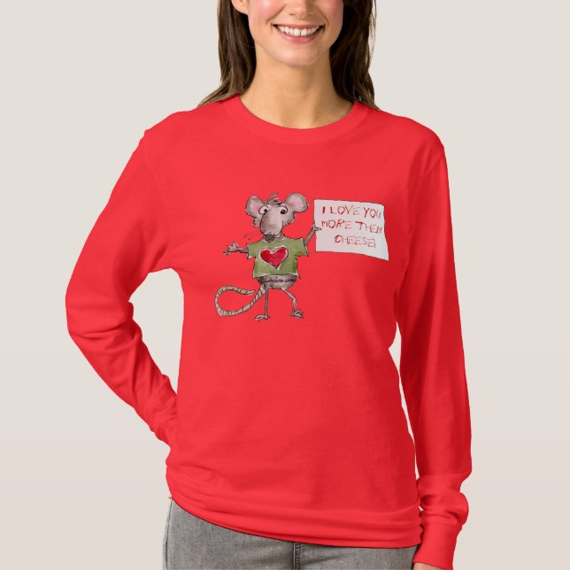 Gullig råtta för valentinT-tröja T-shirt (Framsida)