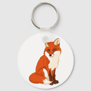 Gullig räv som sitter Keychain Nyckelring