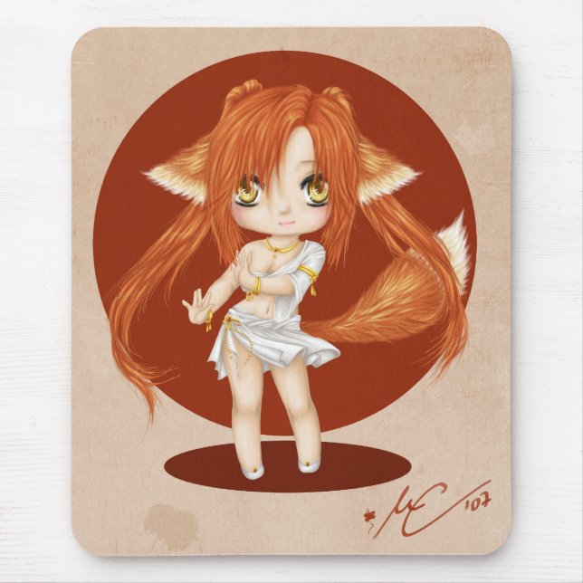 Gullig rävflicka Mousepad Musmatta (Framsidan)