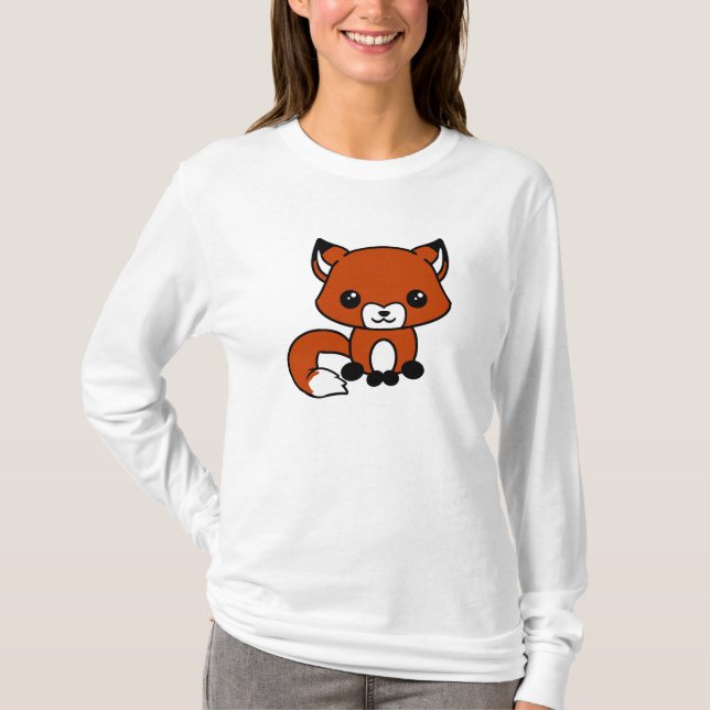 Gullig rävhoodie t-shirt (Framsida)