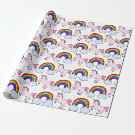 Gullig regnbåge och Unicorn Presentpapper