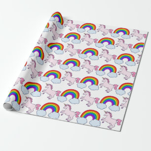 Gullig regnbåge och Unicorn Presentpapper