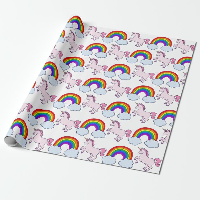 Gullig regnbåge och Unicorn Presentpapper (Utrullad)