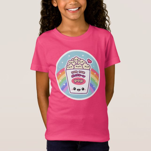 Gullig regnbågePopcorn Tee Shirt (Framsida)