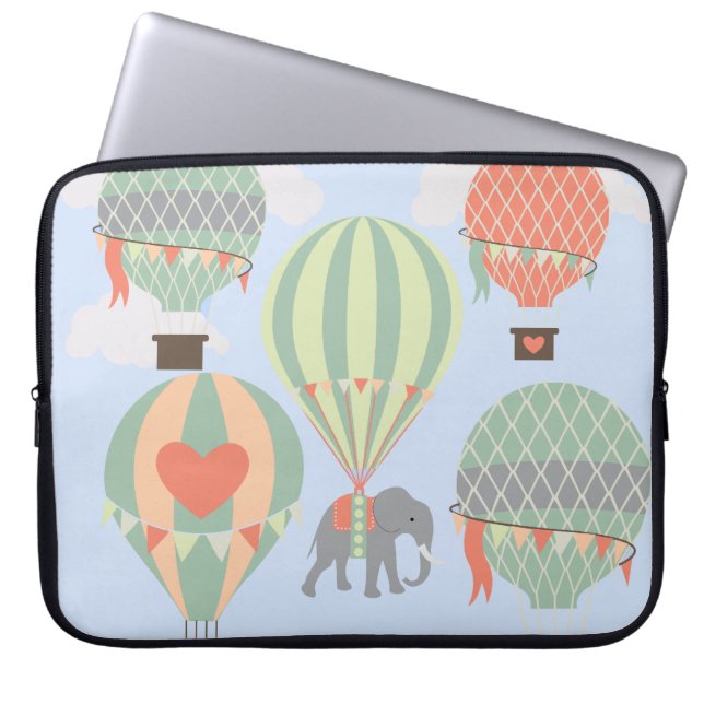 Gullig resning för elefantridningluftballonger laptop sleeve (Framsidan)