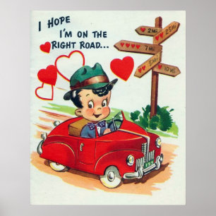 Gullig retro affisch för vintagevalentinhelgdag