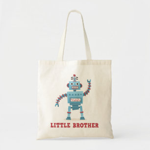 Gullig retro broder för robottecknadandroid lite tygkasse