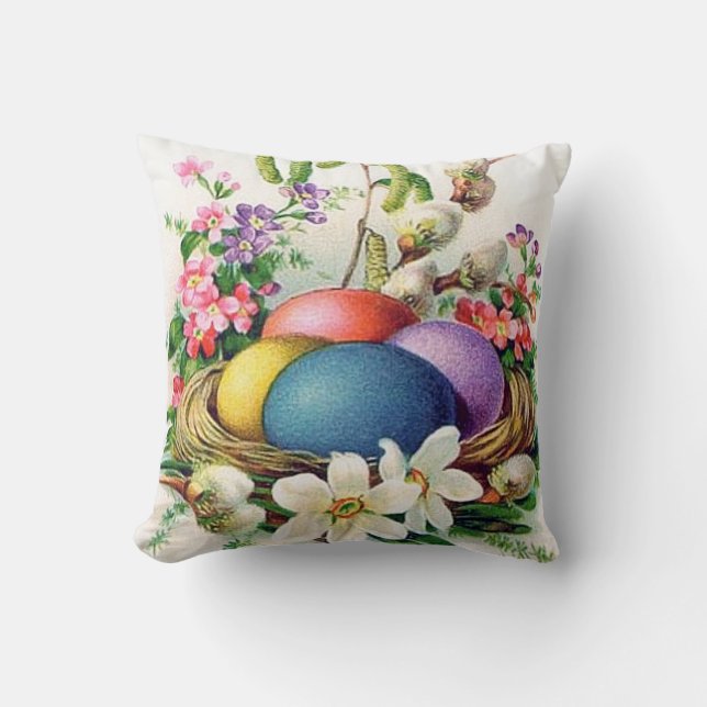 Gullig retro dekor för vintagepåskägghelgdag kudde (Framsida)