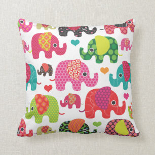 Gullig retro elefantmönsterindia design kudde