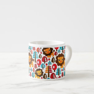 gullig retro lejon ungeillustration espressomugg