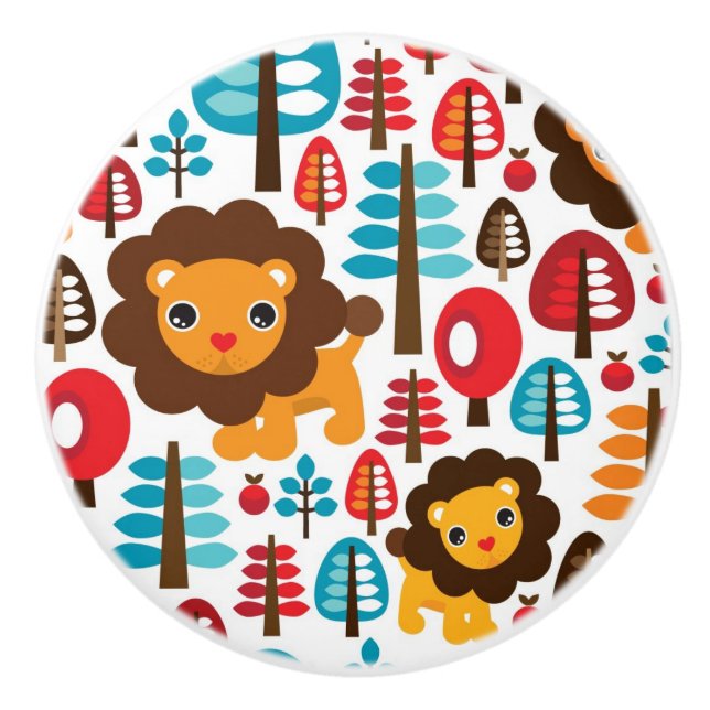 gullig retro lejon ungeillustration knopp (Framsidan)