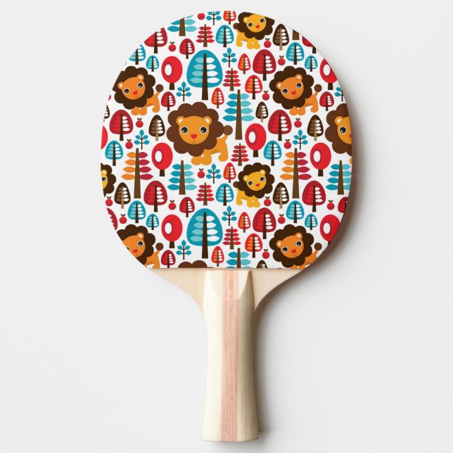 gullig retro lejon ungeillustration pingisracket (Framsidan)