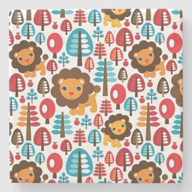 gullig retro lejon ungeillustration underlägg sten (Framsidan)