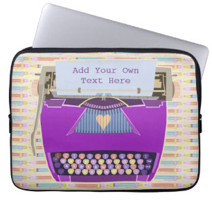 Gullig Retro modern personligtext för skrivmaskin Laptop Fodral