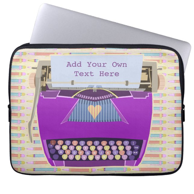 Gullig Retro modern personligtext för skrivmaskin Laptop Fodral (Framsidan)