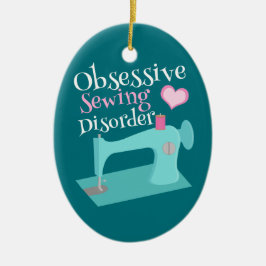 Gullig Retro symaskinSeamstress Julgransprydnad Keramik