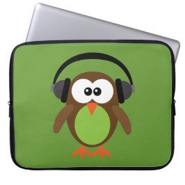 Gullig Retro uggla DJ med hörlurar Laptop Sleeve