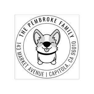 Gullig returadress för Kawaii Corgiefternamn Stämpel