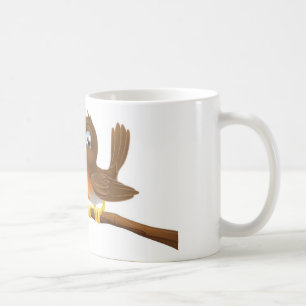 Gullig Robin sitta på en trädgren Kaffemugg