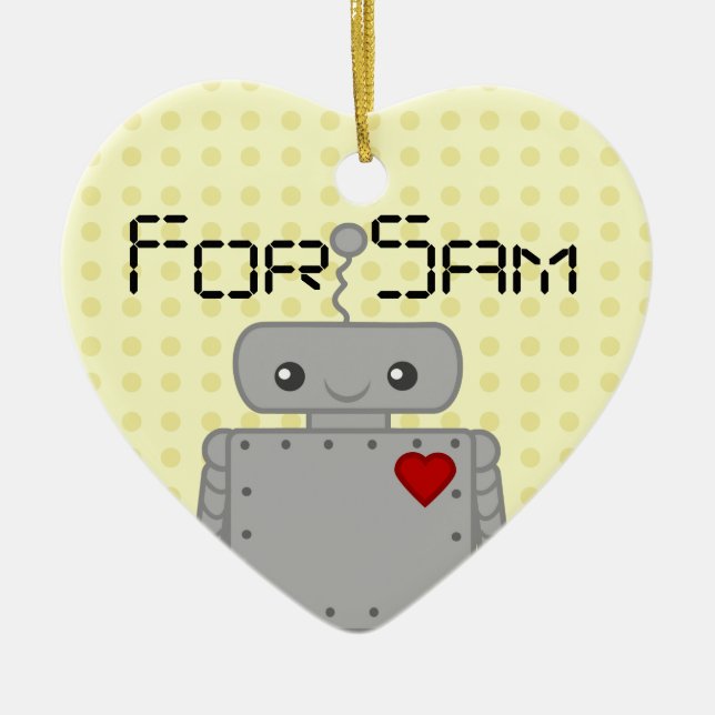 Gullig robot julgransprydnad keramik (Framsidan)