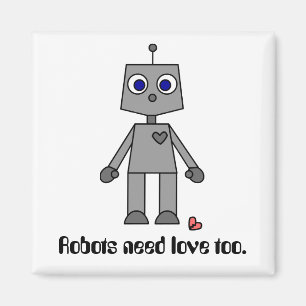 Gullig robot med en bruten hjärta magnet