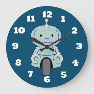 Gullig robotillustration stor klocka