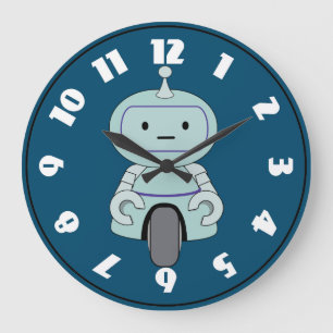 Gullig robotillustration stor klocka