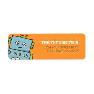 Gullig robotreturetiketter returadress etikett