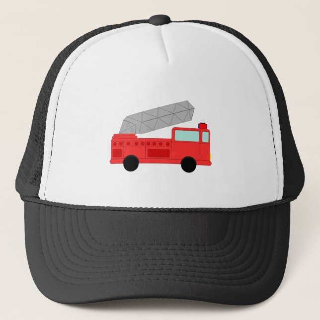 Gullig röd Firetruck Truckerkeps (Framsida)