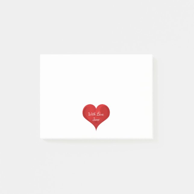 Gullig röd hjärta med kärlektypografivalentinen post-it block (Framsida)
