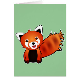 Gullig röd pandaanimeringillustration hälsningskort