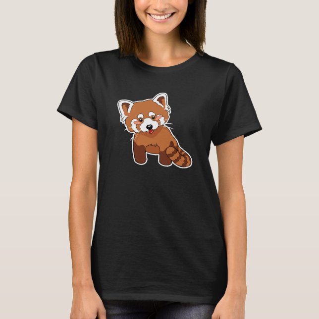 Gullig röd PandaT-tröja T-shirt (Framsida)