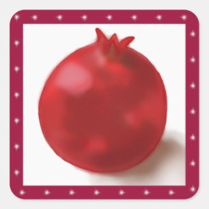 Gullig röd teckning för Pomegranate Fyrkantigt Klistermärke
