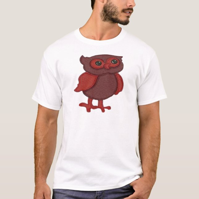 Gullig röd uggla tee shirt (Framsida)