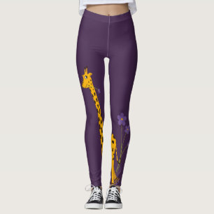 Gullig rolig åka skridskor tecknadgiraff leggings