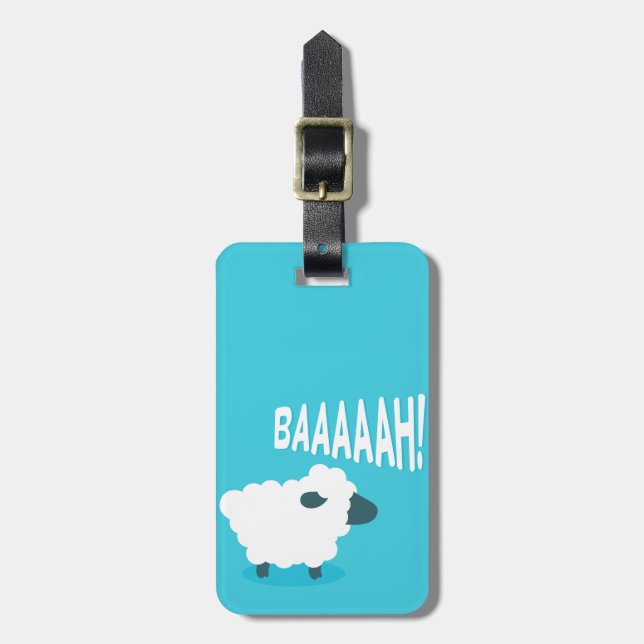 Gullig rolig blåtttecknad som bräker får bagagebricka (Vertikal Framsida)