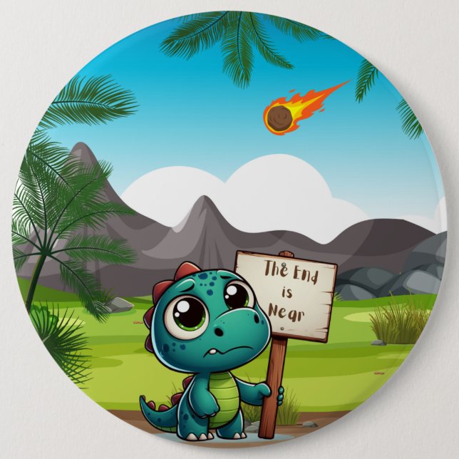 gullig, rolig dinosaurie knapp (Framsida)