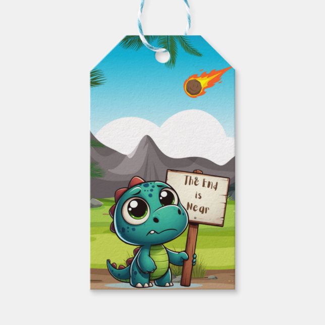 gullig, rolig dinosaurie presentetikett (Framsidan)