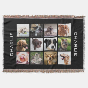 Gullig & rolig filt för kast för hundfotoCollage