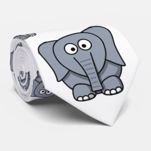 Gullig, rolig grå tecknadelephant. slips