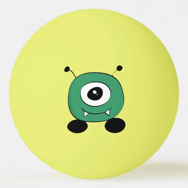 Gullig rolig grön främling pingisboll (Framsidan)